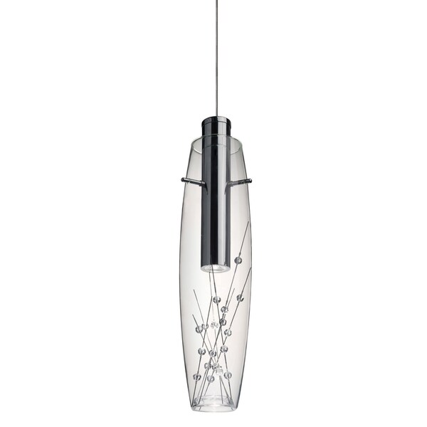 Besa Lighting Willow Cord Pendant, Crystal Rods, Satin Nickel Finish, 1x3W LED 1XT-1688WW-LED-SN - main